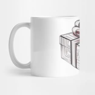 Elegant Red and White Gift Box Illustration No. 622 Mug